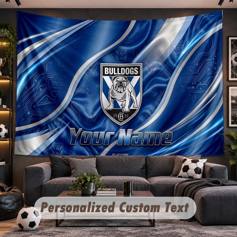 Wall Hanging Tapestry Custom NameCanterbury-Bankstown Bulldogs Pattern Personalized Printed Fabric Wall Decor