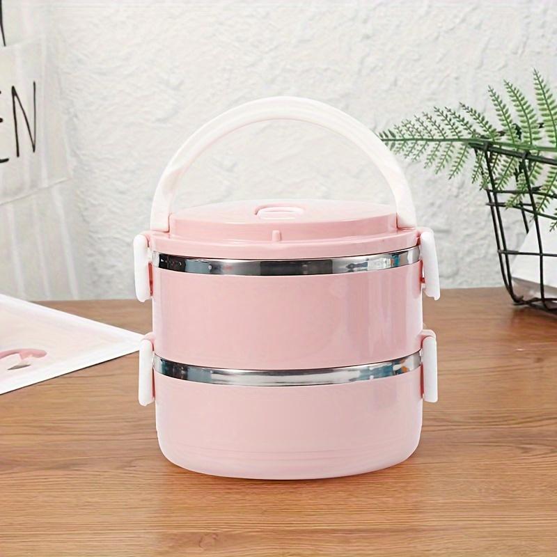 1PC Separate Stackable Insulated Lunch Box Round Shape Thermos Food Containers Stainless Steel Inner Food Thermal Box Keep Hot