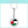 Palestinsk Flagga Nyckelring Med Glittrande Diamant Inlagd Blomma Hänge
