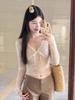 Women's Slim-Fit V-Neck Lace Top: Sexy Long-Sleeve Shirt for Autumn/Winter