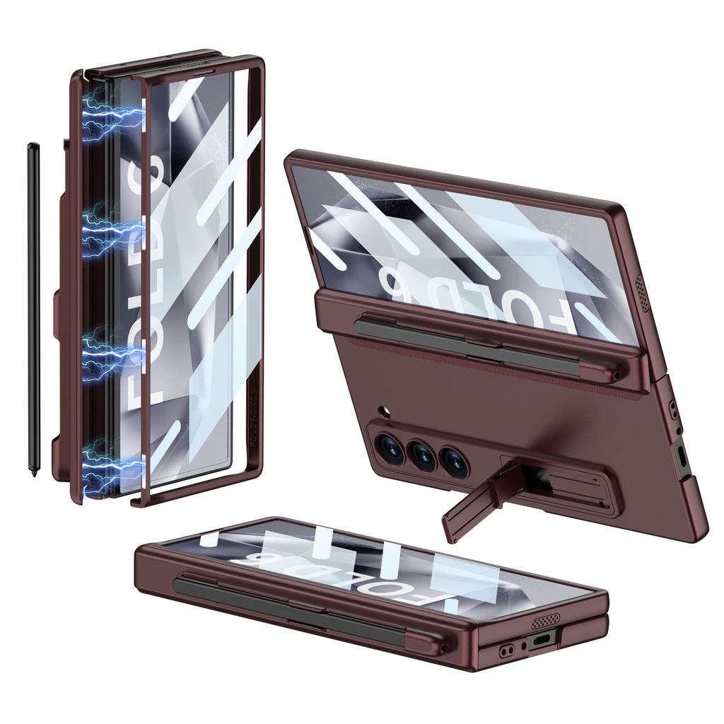 Samsung Z FOLD6 Pen Slot Phone Case FOLD6 Hinge Hard Shell Anti Peeping Glass Film Protective Case FOLD6