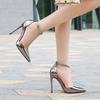 Fashion Gold Silver Shiny Heels Women's Sandals Ankle Buckle Wedding Evening Party High-heeled Shoes Stiletto Women Pumps Large Size 46