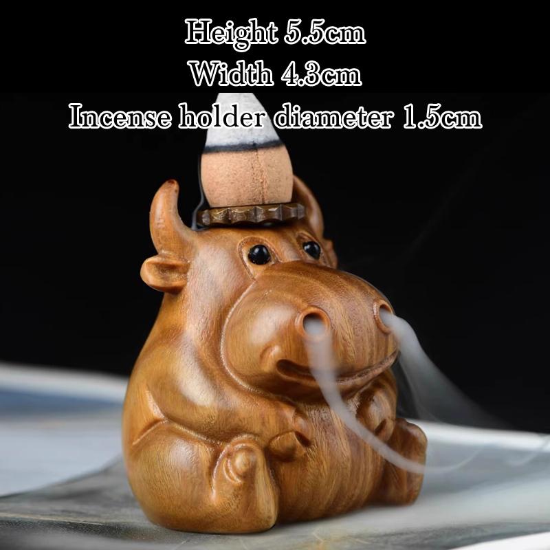

Creative Wood Cute Calf Aromatherapy Furnace Plate Zen Reverse Flow Incense Burner Home Indoor Tea Ceremony Room Decoration, 1Pc
