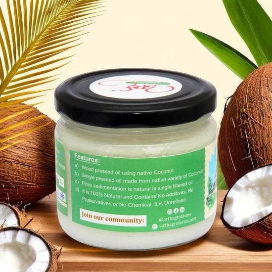 Arth Agro Farms Wood Pressed Coconut Oil (500ml) – Pure Cold Pressed & Organic | Natural Oil for Cooking, Hair & Skin