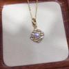 Vintage Geometric Rhombus Pearl Pendant with Zircon Detailing