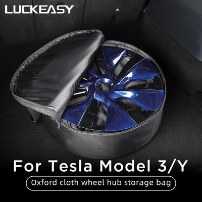 LUCKEASY Bolsa de almacenamiento protectora para tapacubos de rueda de 18 y 19 pulgadas para Tesla Model3 Model Y, bolsa de almacenamiento de tapacubos de tela Oxford, accesorios para coche