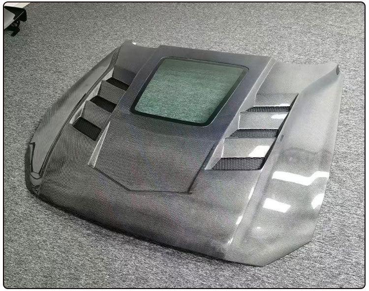 18-24 Mustang Carbon Fiber Transparent Engine Hood Cover - Modified Exterior Accessory