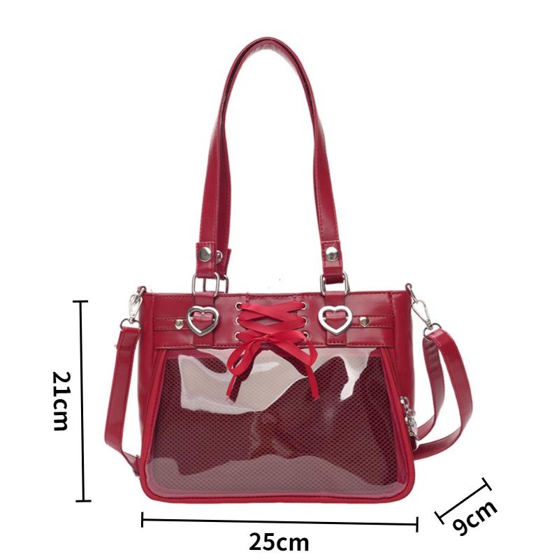Spicy Girl Cool Ita Bag Large Capacity Transparent Pain Layer Crossbody Bag Love Chain Ulzzang Shoulder Bag Handbag