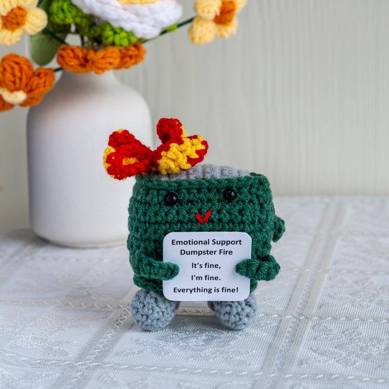 Vtipná háčkovaná panenka žraloka s pozitivní energií s přáním Domácí dekorace do pokoje Ručně pletená květinová ozdoba Včelka Vánoční dárky