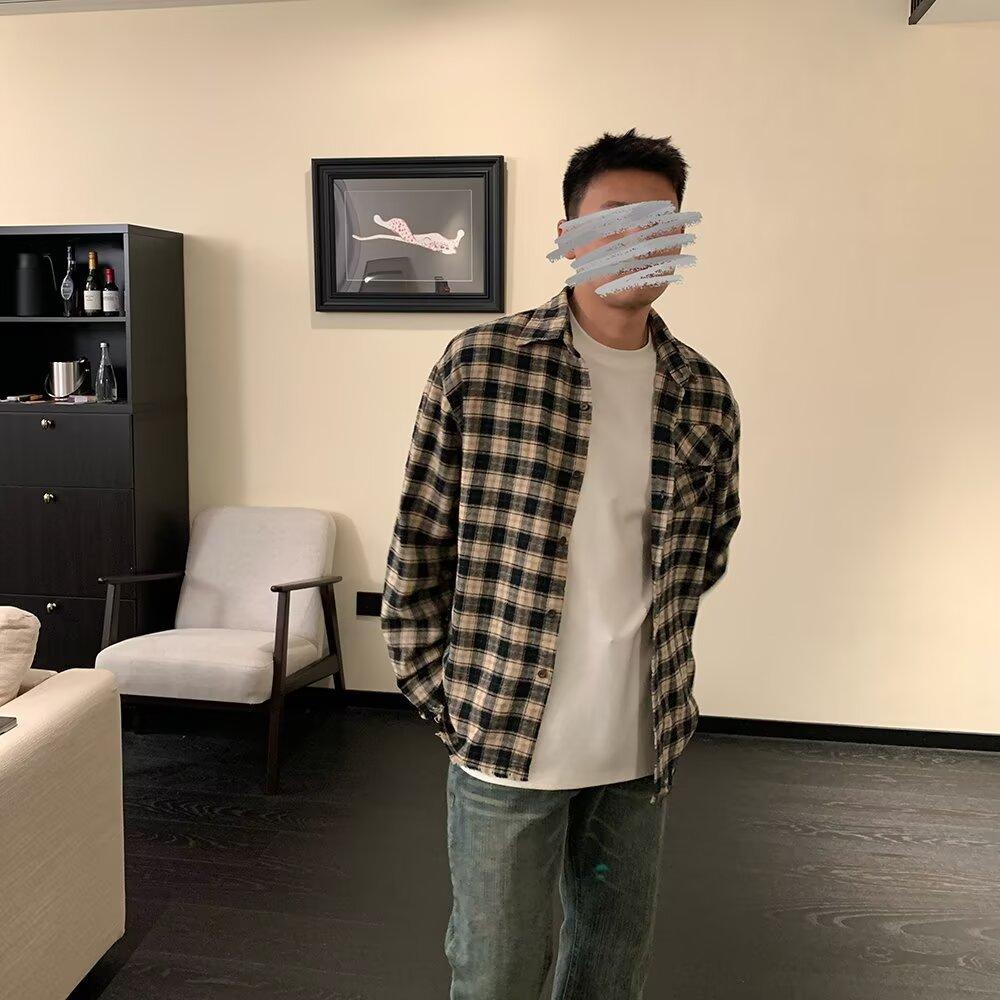 

Рубашка с длинным рукавом с буквенным принтом 2024 года в японском стиле в стиле Гонконга, свободная рубашка для мальчиков, летнее модное универсальное повседневное пальто 2XL чёрный