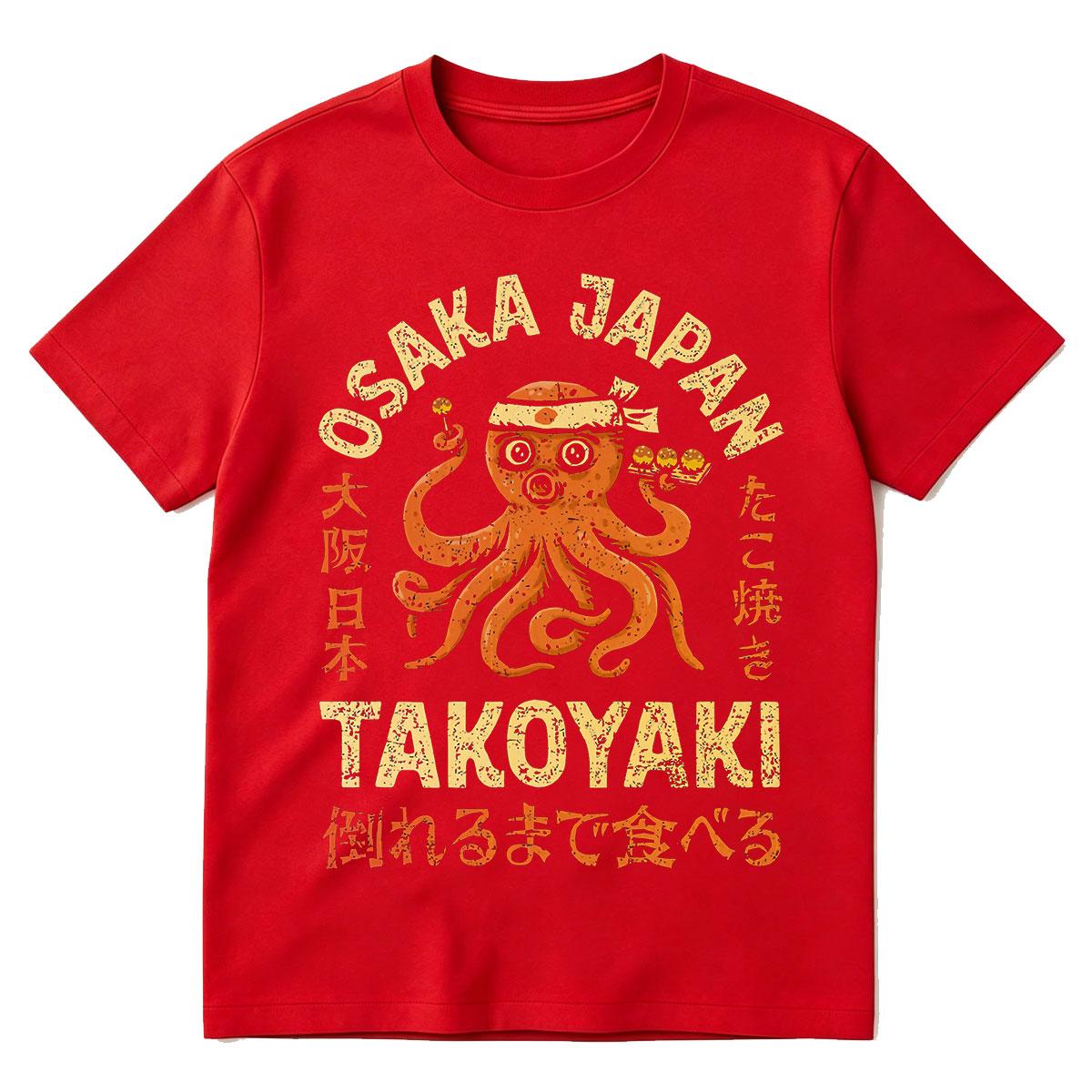 

Osaka Dotonbori Drunken Octopus Takoyaki Funny T Shirts Unisex Women Retro Japanese Style Oversized Cotton TShirts Tops Streetwear S