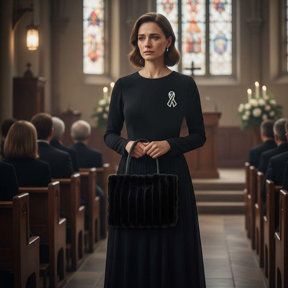 New Black Memorial Black Badge Souvenir Queen Black Ribbon Brooch Pin Funeral Alloy Mourning Badge For Funerals and Mourning