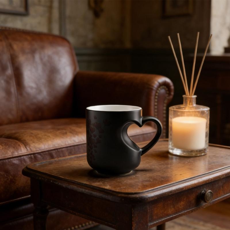 Heat Sensitive Ceramic Coffee Cup Romantics Heart Shape Color Changing Drinking Mug When Fill with Hot Beverage Gift