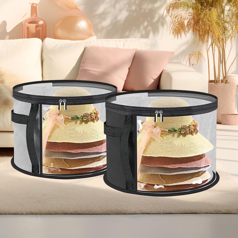 New Hat Box Convenient Round Travel Hat Box Organizer Wear-Resistant Hat Organizer Hat Storage Organizer