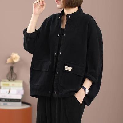Damska wiosenna i jesienna krótka koszula codzienna plus size luźna koszula retro