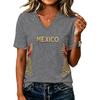 Women's V-Neck Graphic Letter Print Casual T-Shirt Top for Everyday Wear
