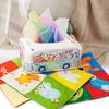 Colorful Tissue Box Baby Sensory Toys Cartoon Animals Pattern Soft Tissue Box with Crinkle Paper Yarn Cloth Fine Skills Development