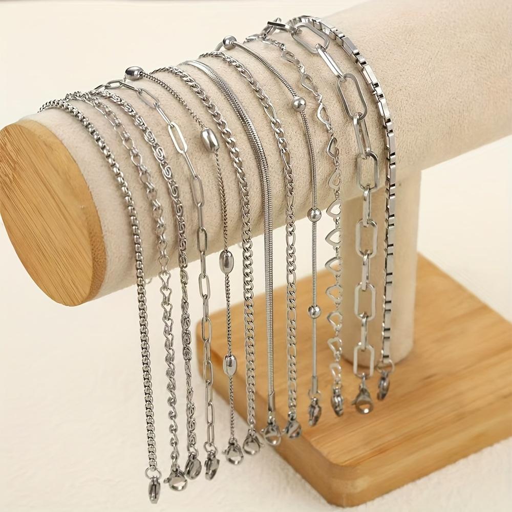 12PCS Women's Stainless Steel Bracelet Set, Elegant Jewelry Set for Women, Suitable for Daily Wear, Party Accessories and Gifts