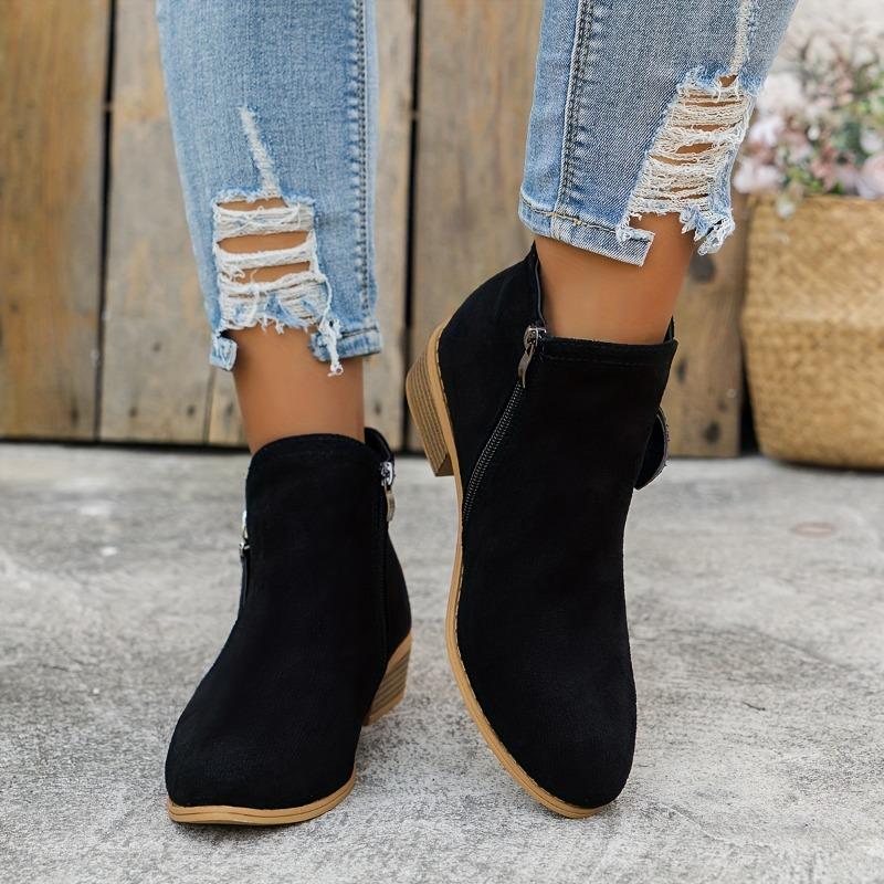 New Autumn and Winter Women's Boots, Suede Double-sided Zipper European and American Style Plus Size Women's Short Boots