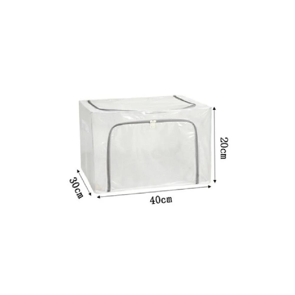 24/66/100L Transparent Mesh Foldable Storage Box Thickened Steel Frame Moisture-Proof Clothes Cabinet Dust-Proof PVC Home Supply