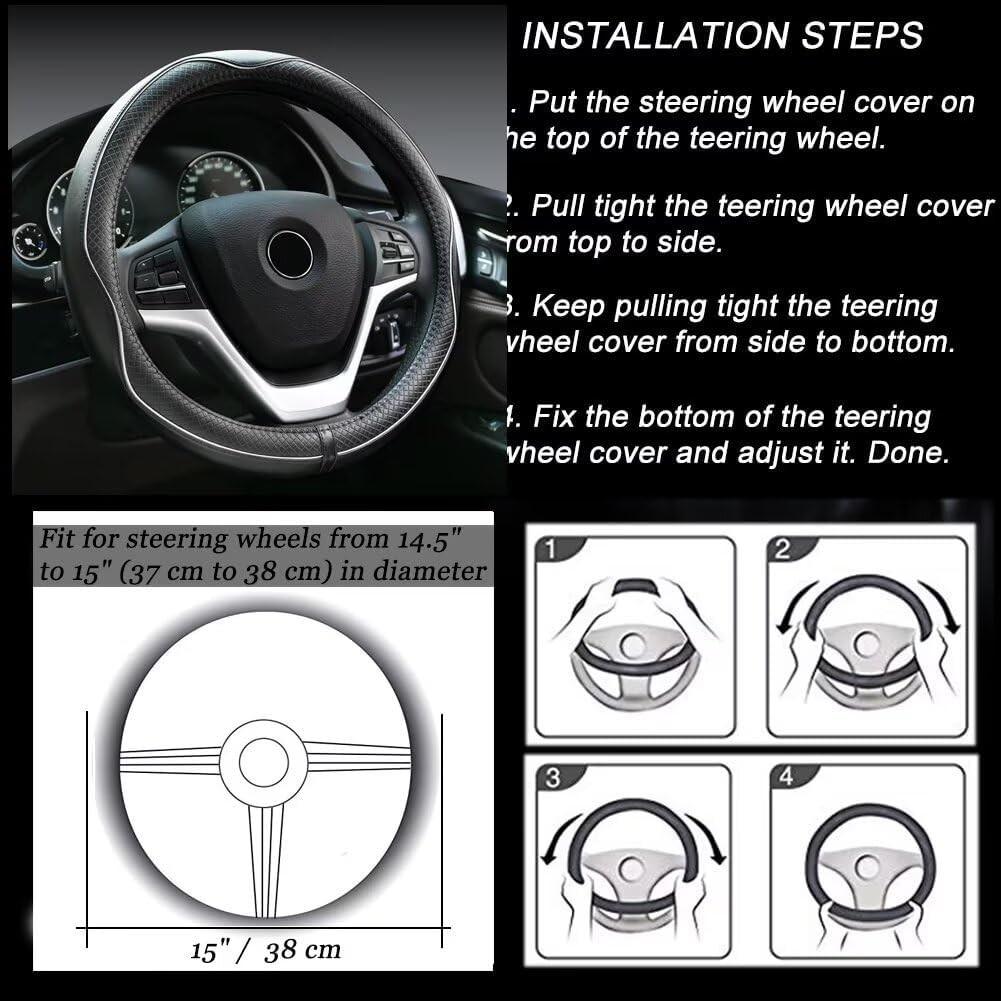 Microfiber Leather Steering Wheel Cover Anti-Slip Matte Finish Auto Car Whe