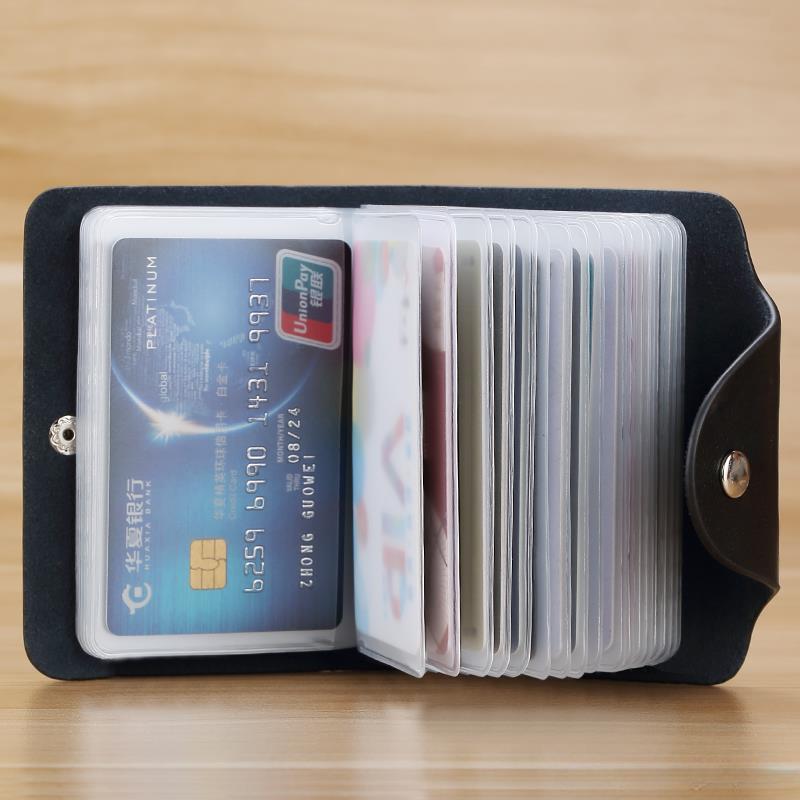 

24 Slots Bits Card Holder Bag Simple Solid Color Pocket Case Women Men Credit ID Card Organizer Leather Cardholder Wallet 2024