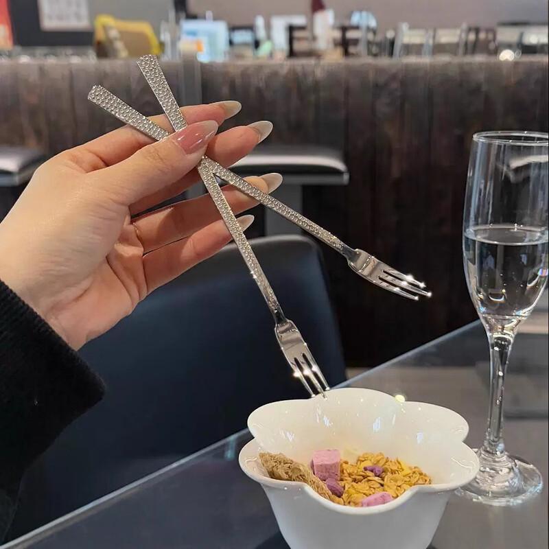 Premium Hammered Stainless Steel Fruit Fork Set