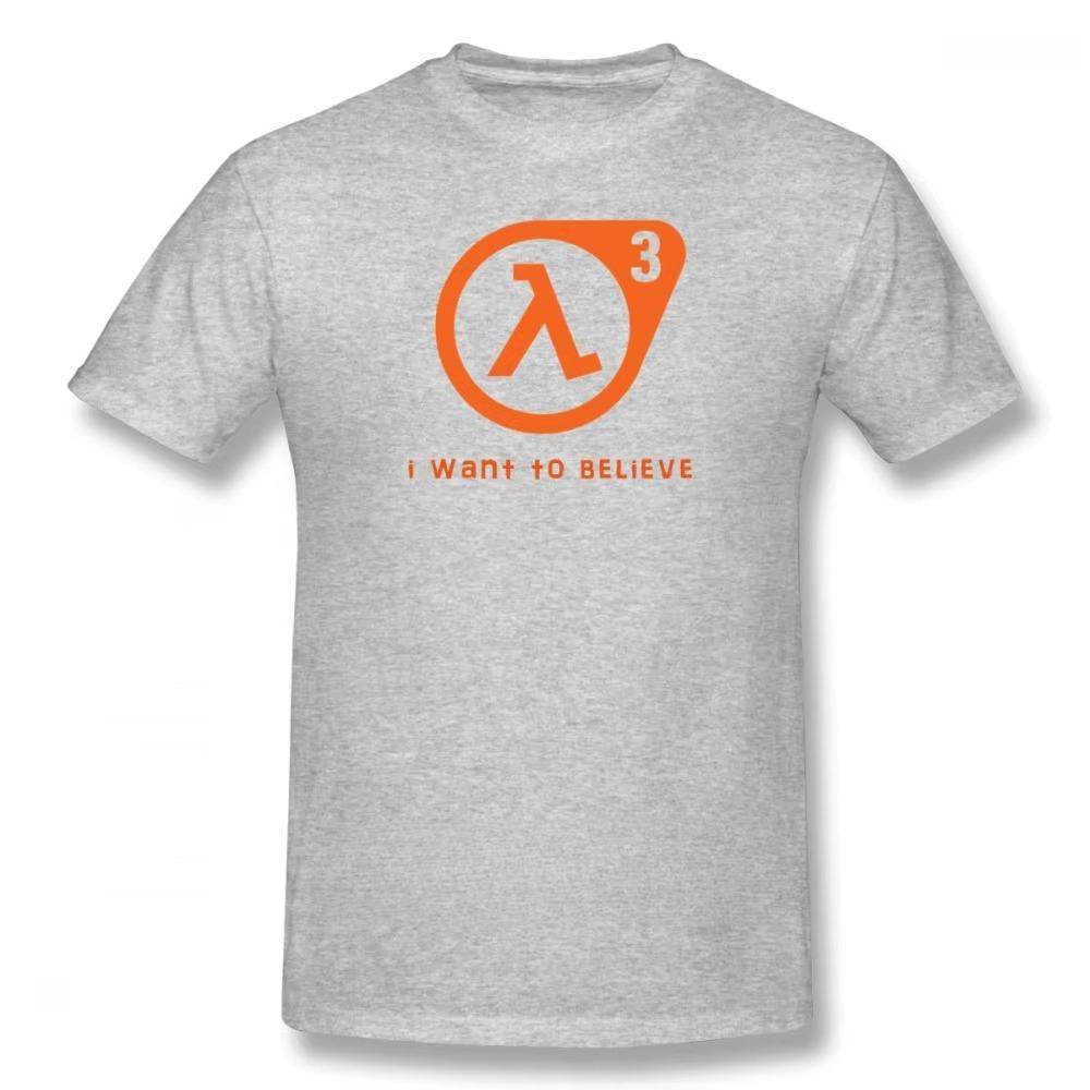 Unisex Half Life Lambda 3 Ich will glauben Grafik T-Shirt Herren Damen Retro Spiel Meme Druck Rundhals Kurzarm Locker Lässig Streetwear Tee Top