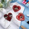 INFUNLY 3pcs Evil Eyes Beaded Patches Rhinestone Applique Patches Sequin Applique Sew on Crystal Heart Patch Red Heart Embroidery Patch for Clothing