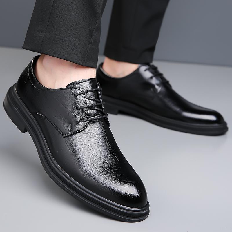Designer Brand Men's Leather Casual Shoes Formal Occasions Men's Business Shoes Lace Up Work Shoes British Style Lace Up Style
