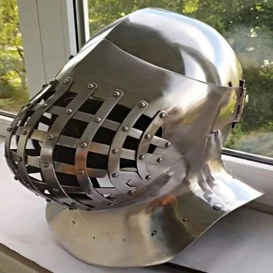 13th Century Medieval Bascinet Helmet ~ Medieval Viking Warrior Helmet ~ Battle Ready Norman Helmet Full Face Historical Re-enactment Helmet