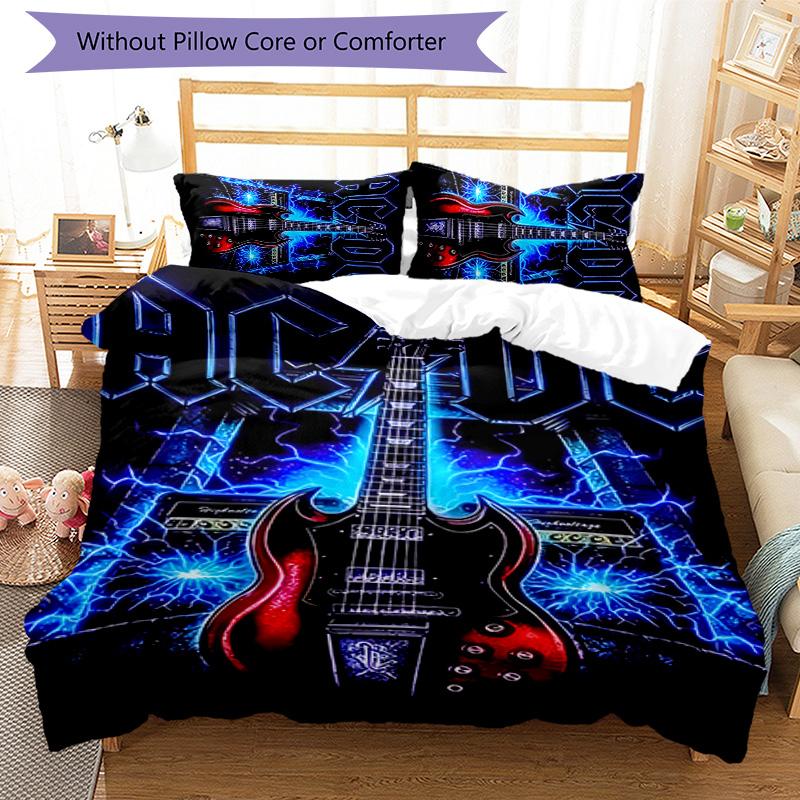 3pcs ACDC3 pattern bedding set duvet cover set includes duvet cover &pillowcases, perfect all season bedroom decoration & gift