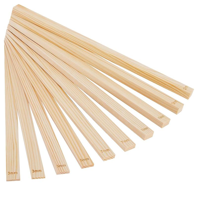 B97A-10 Pcs Pottery Tool Clay Tools Set, Rolling Mud Stick Guide, 5 Size Mudboard Wooden Strips