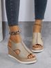 New Women's Roman Wedge Sandals with Peep Toe and Thick Sole