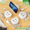 5.1A 4 Ports Multifunction USB Desktop Power Strip Holder EU/US/UK Plug USB Type C Quick Charging Socket For Phone Tablet Laptop
