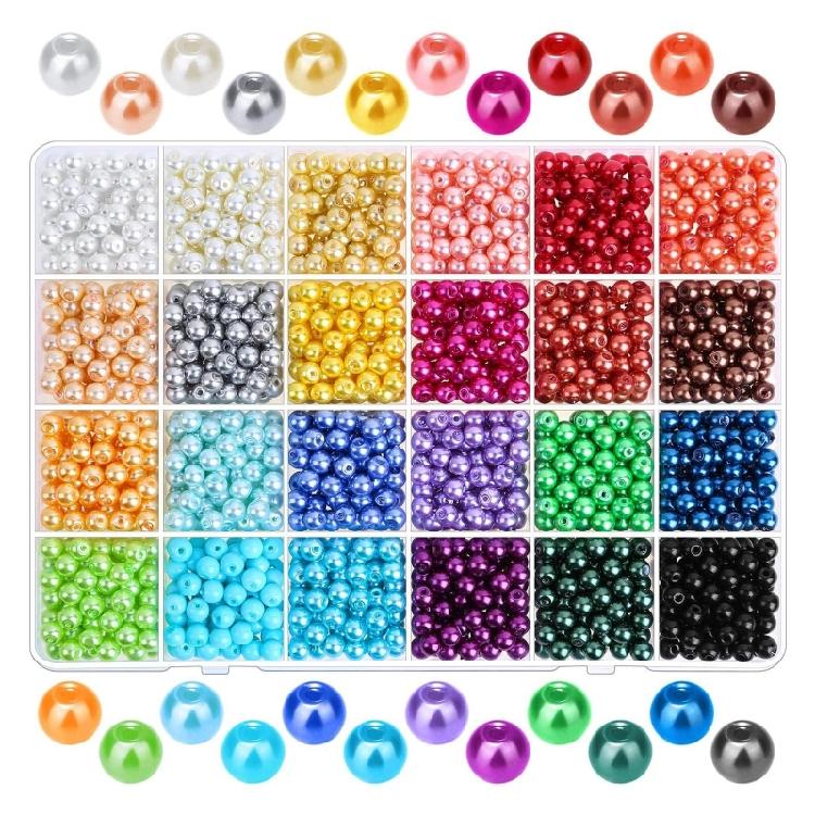 

1680Pcs Spacers ABS Beads Colorful Pearl Beads for Necklaces Making Repair 1
