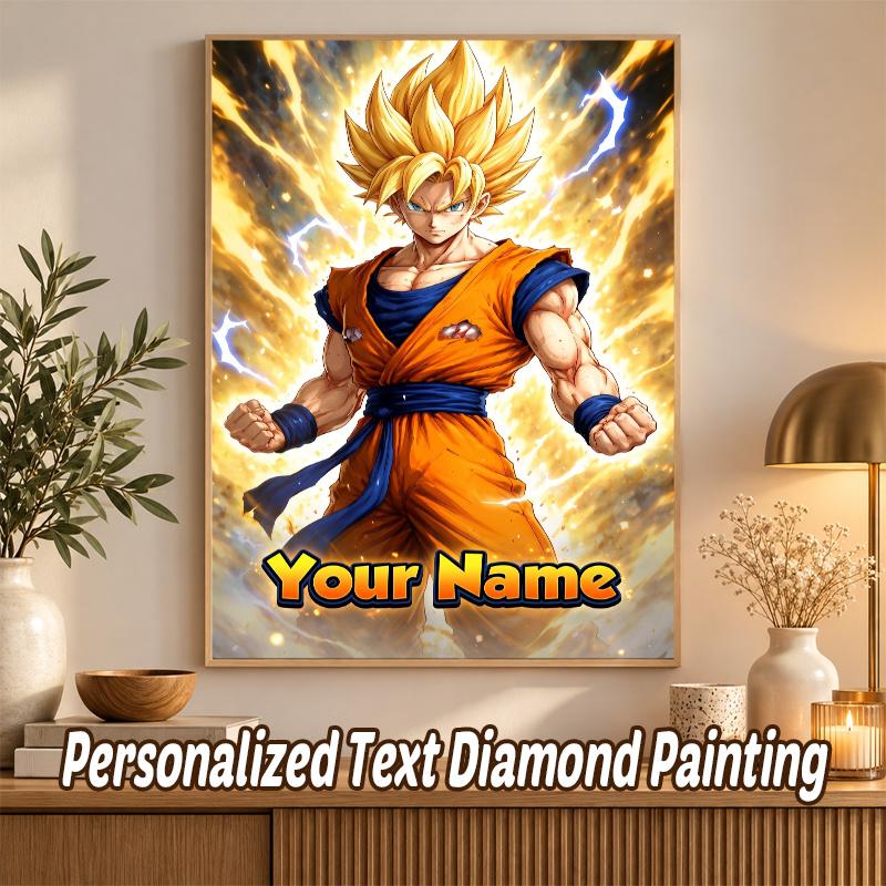 Dragon Ball Goku Custom Name Diamond Painting Personalized 5D Full Drill DIY Diamond Art Home Decor