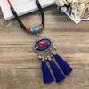 Retro Long Fashion Classical Embroidery Fringed Necklace Temperament Wind Chimes Pendant Miao Sweater Chain Accessories