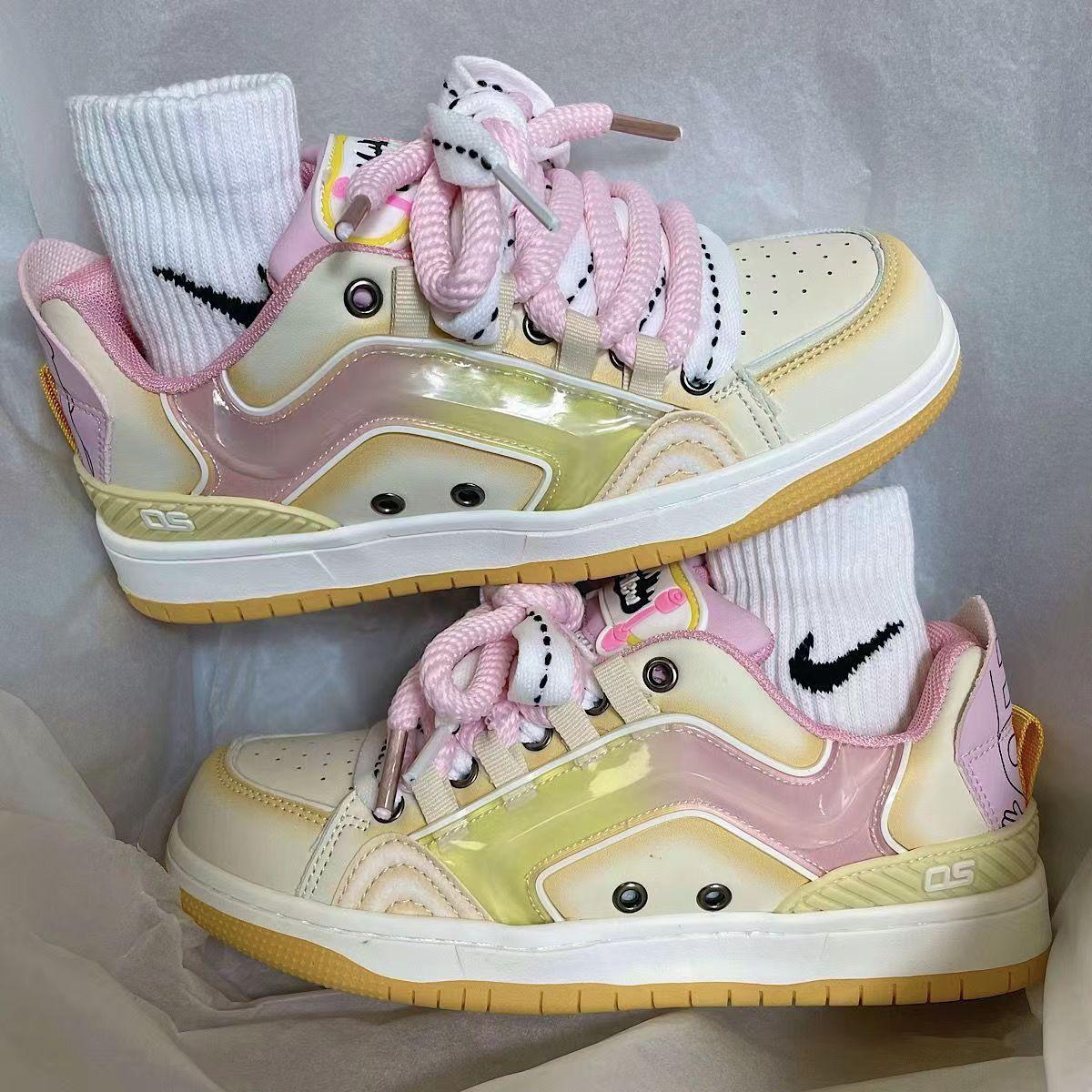 Женские кроссовки на платформе разноцветные со звездами скейтборд спортивная обувь повседневные кроссовки для бега на открытом воздухе размеры 36-44 36 розовый 2949₽