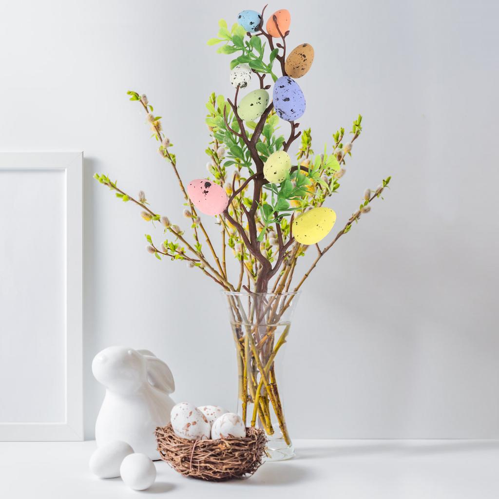 Easter Egg Cuttings Flower Arrangement Colorful Decors Vase Festival Adornment Party Vintage Tree Branches Basket