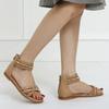 Fashion New Bohemian Style Woven Roman Sandals Women's Summer Casual Flat Bottomed Minimalist Beach Vacation Rivet Thin Band Sandals 42