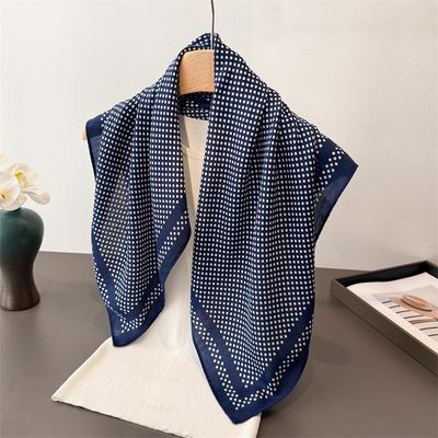 Luxury Solid Color Square Scarf For Women Soft Stain Polka Dot Print Scarf Neck Shawl Warps Elegant Neckerchief Bandanas Hijab