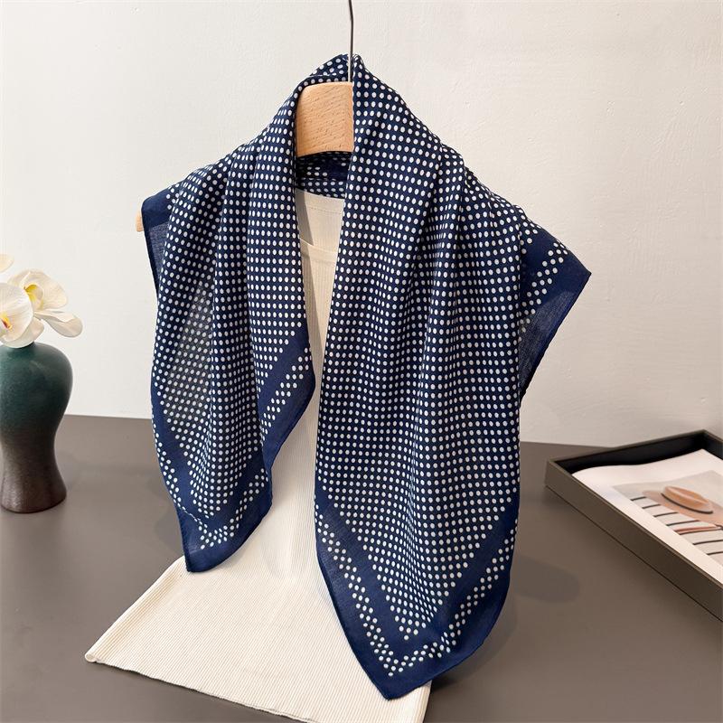 Polka Dot Print Hairbands Square Scarf Women Cotton Linen Feeling Bandana Neck Kerchief Head Bands Foulard Female Scarfs