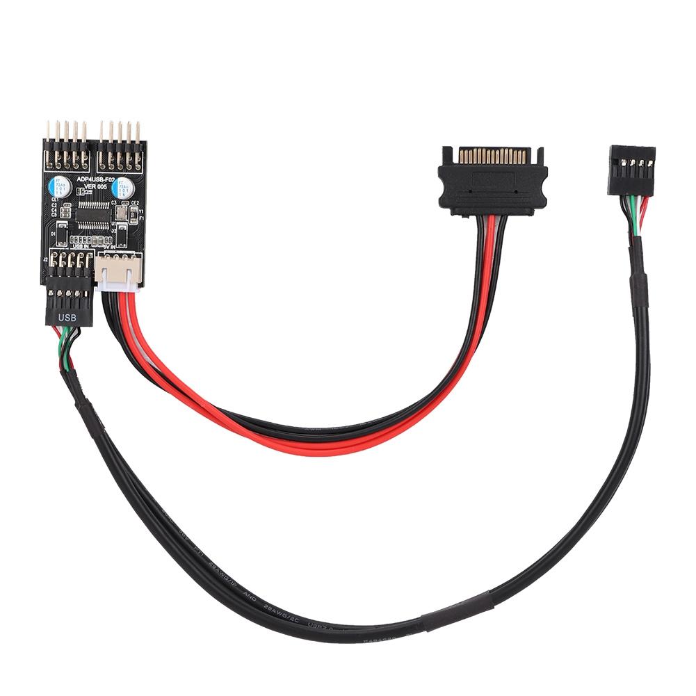 1 Male to 2 Male Port USB 2.0 Header 9PIN to Dual 9PIN Extension HUB with SATA Power Cable