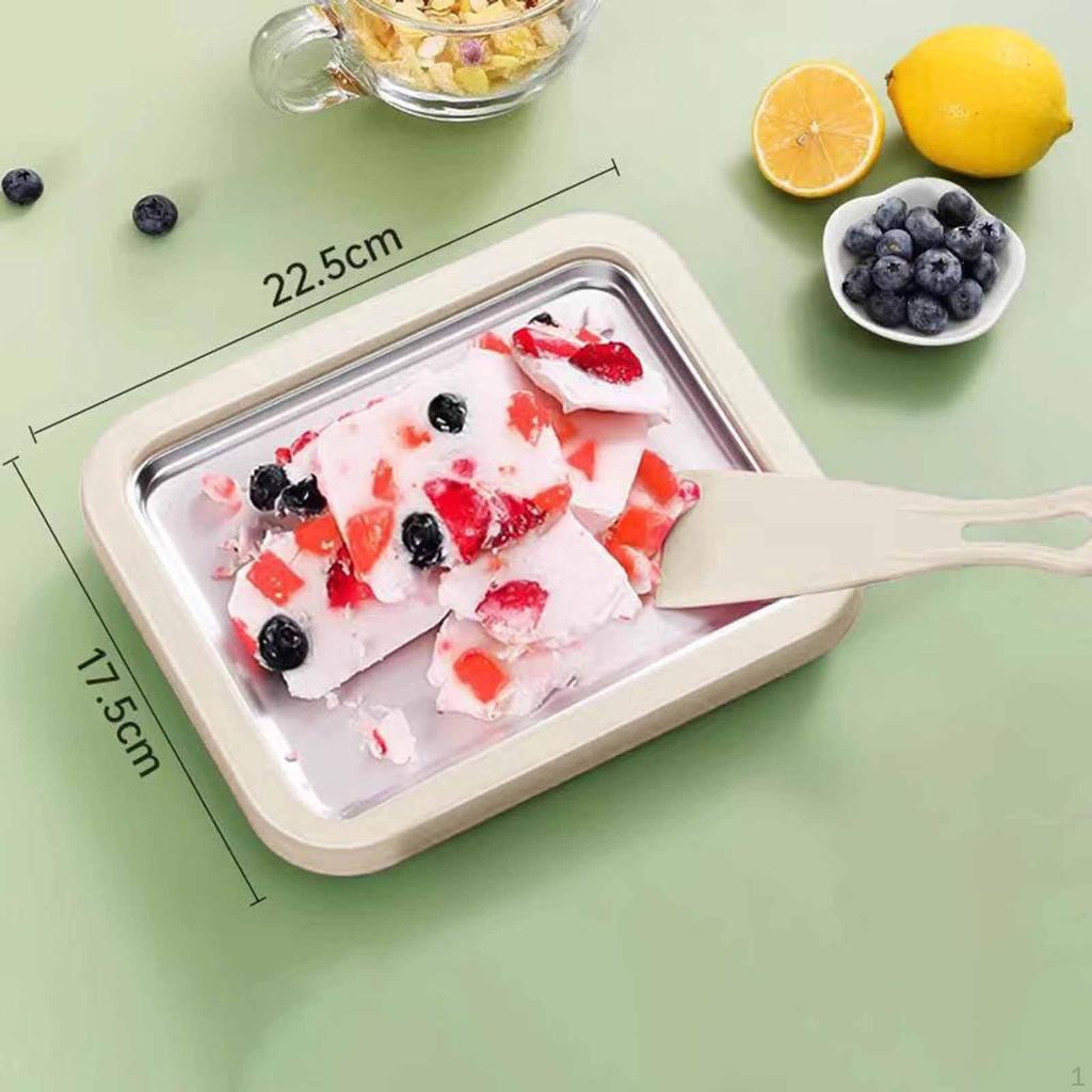 Instant Rolled Ice Cream Maker Pan Frozen Dessert Tray with 2 Scrapers for Kids Adults Home