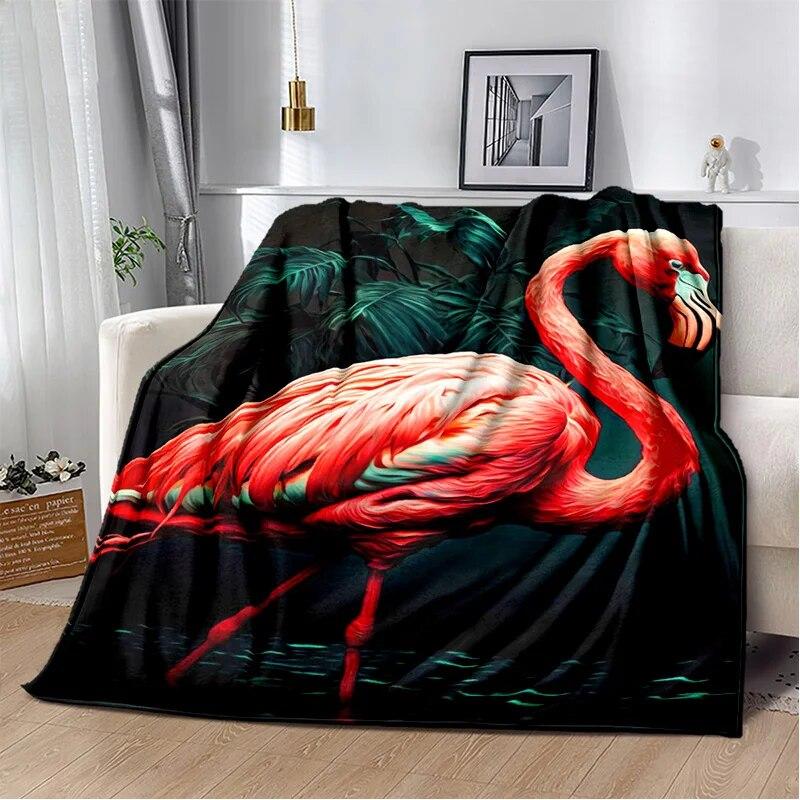 Cartoon Pink Flamingo Rainforest Love Bird Blanket,Soft Throw Blanket for Home Bedroom Bed Sofa Picnic Travel Cover Blanket Kids