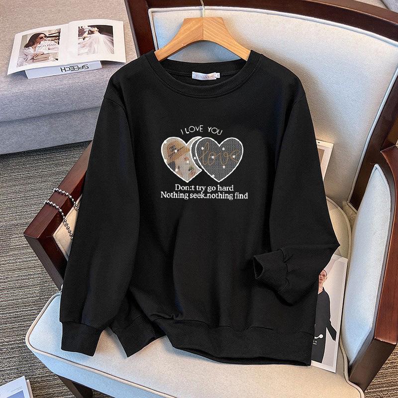 Loose Autumn Sweatshirt for Plus Sizes (200-350 Jin, Bust 150/160)
