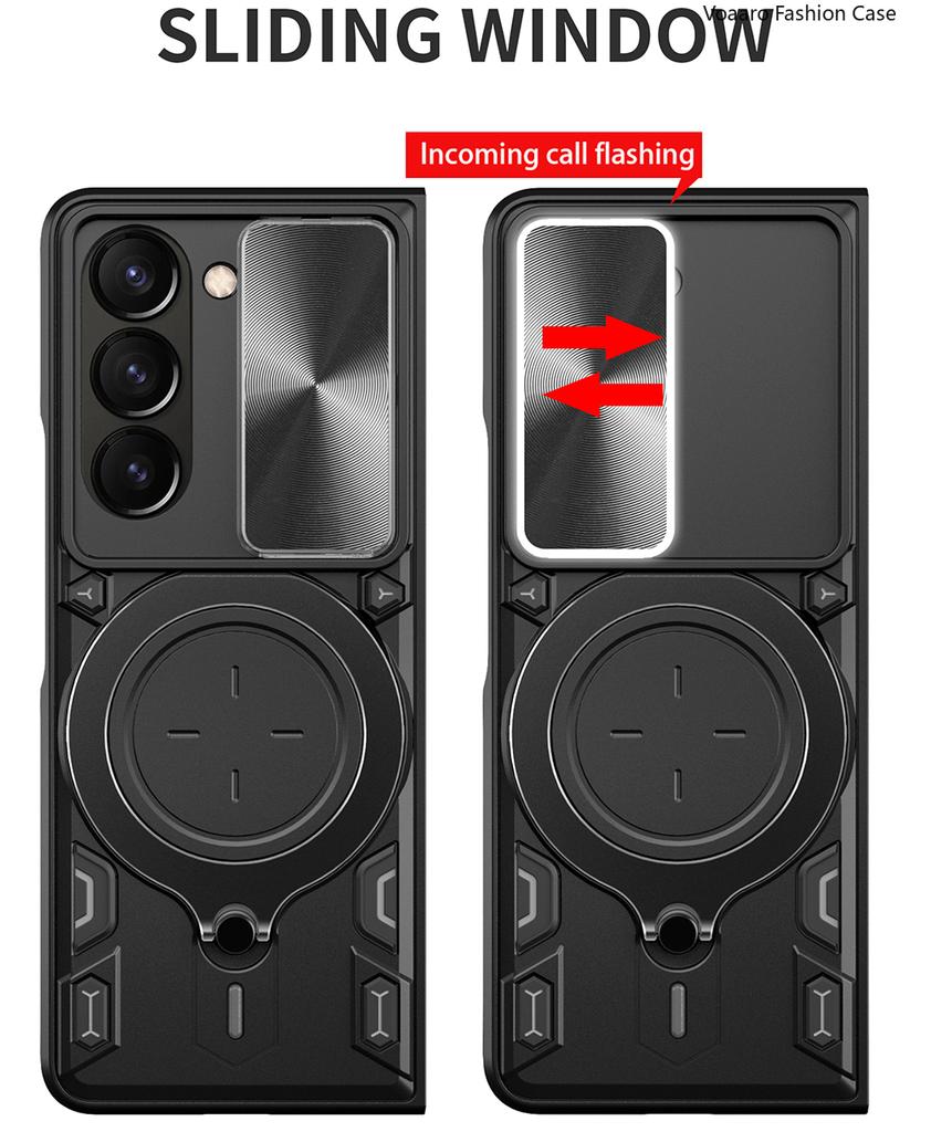Slide Lens Funda for Samsung Galaxy Z Fold 7 Armor Case for Samsung Z Fold 7 6 5 4 Case Rotate Magnetic Ring Stand Holder Cover