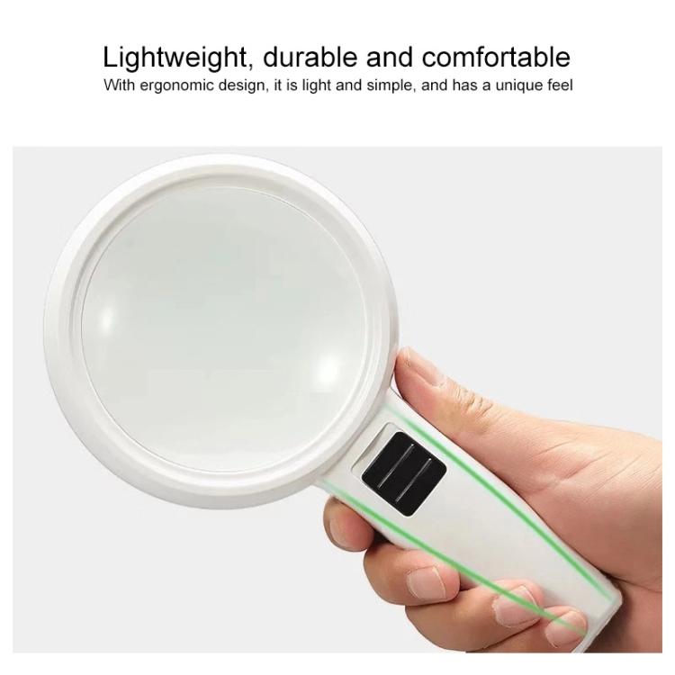 Handheld High-definition Lens with LED Light Reading and Maintenance Magnifying Glass for the Elderly, Style:95mm 10 Times