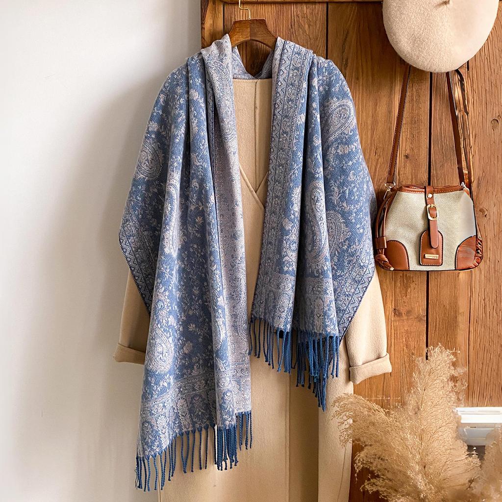 Retro Ethnic Style Popular High-End Atmosphere Jacquard Cashew Shawl Scarf A Versatile
